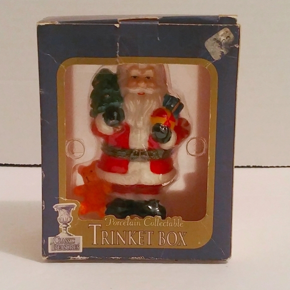 Santa and Bear Porcelain Hinged Trinket Box NIB - Picture 9 of 9